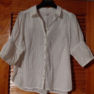 Pilcro White Cotton Button-Down Blouse